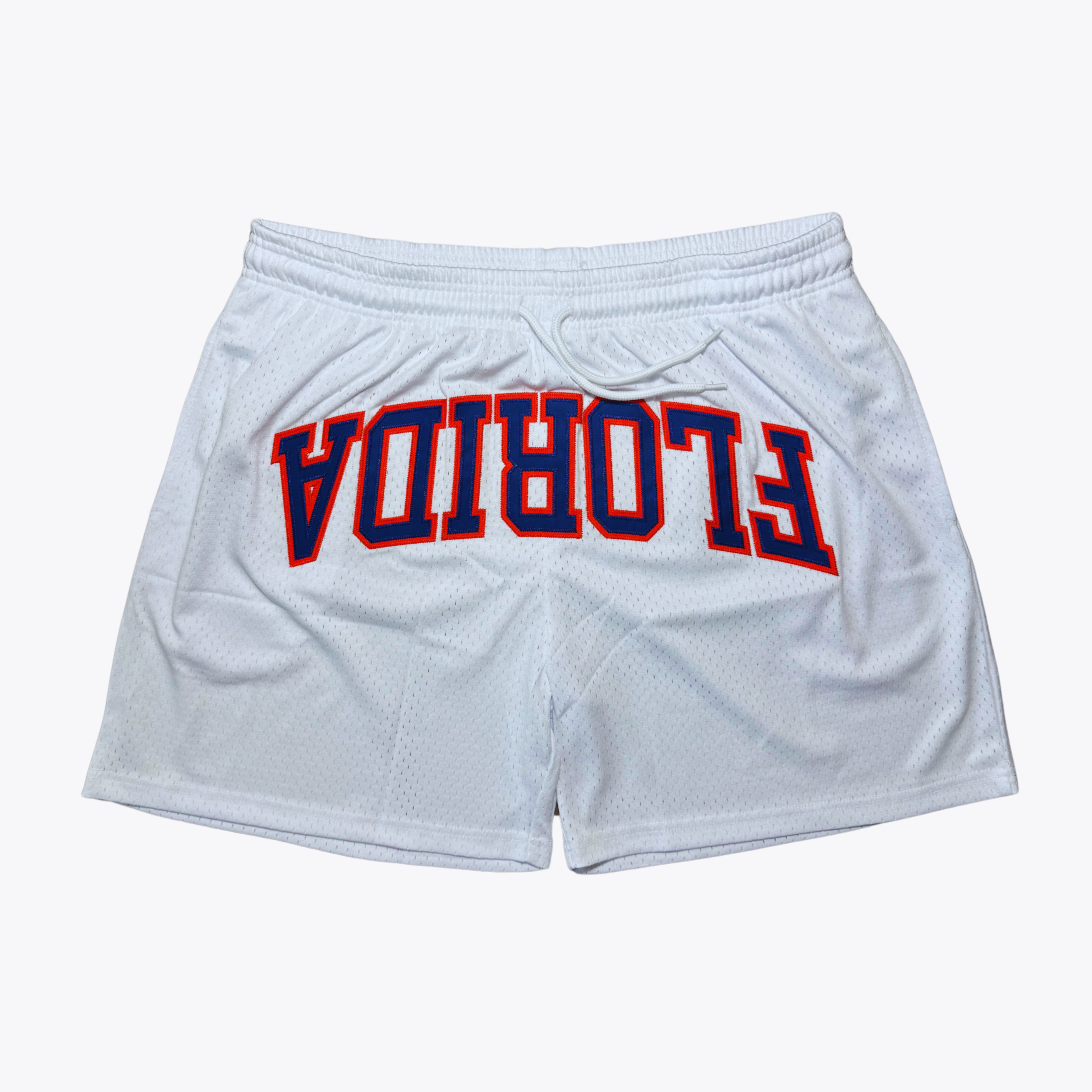 University of Florida Gators (UF) White Jersey Upside Down Mesh Shorts for gamedays and tailgates