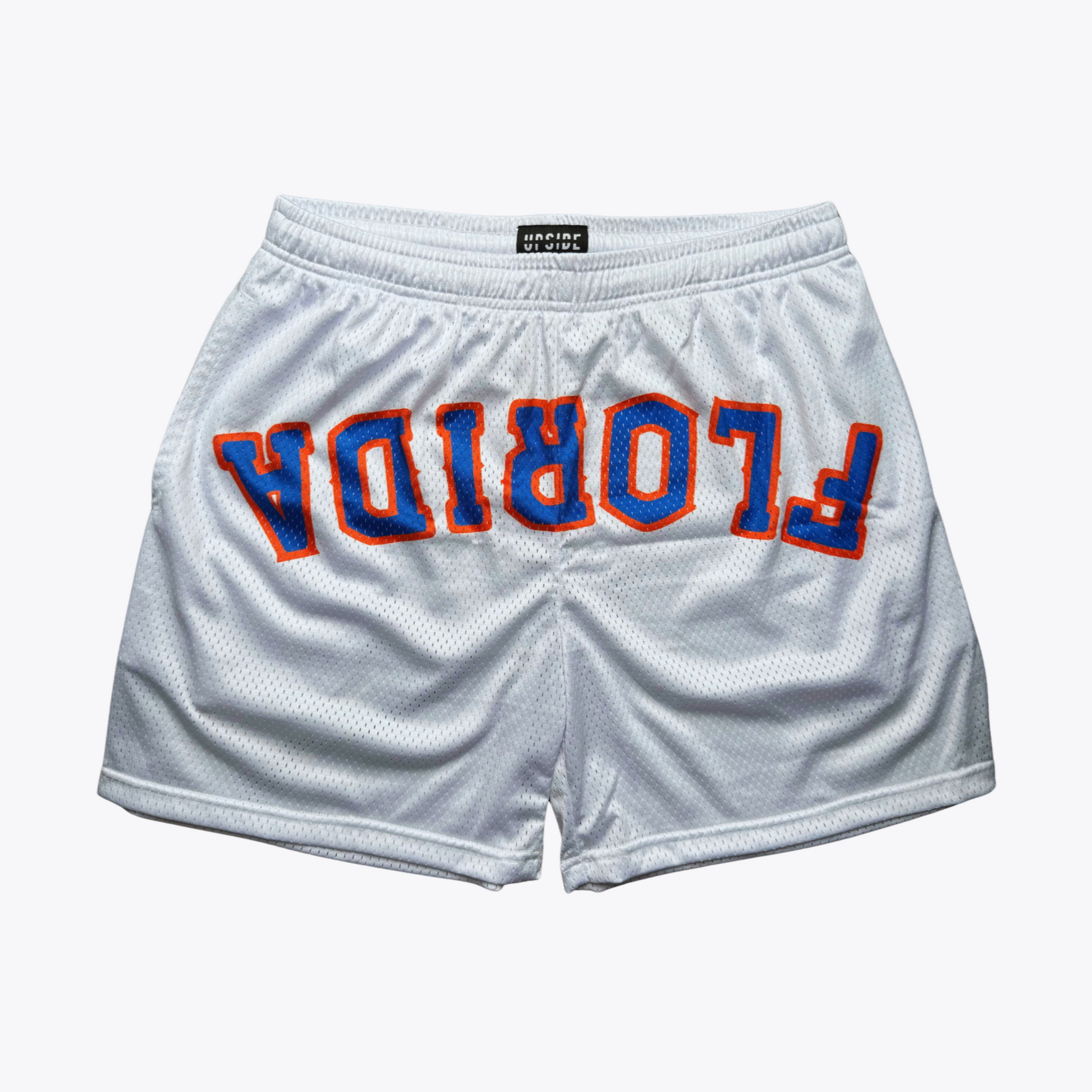 University of Florida Gators (UF) White Upside Down Mesh Shorts for gamedays and tailgates