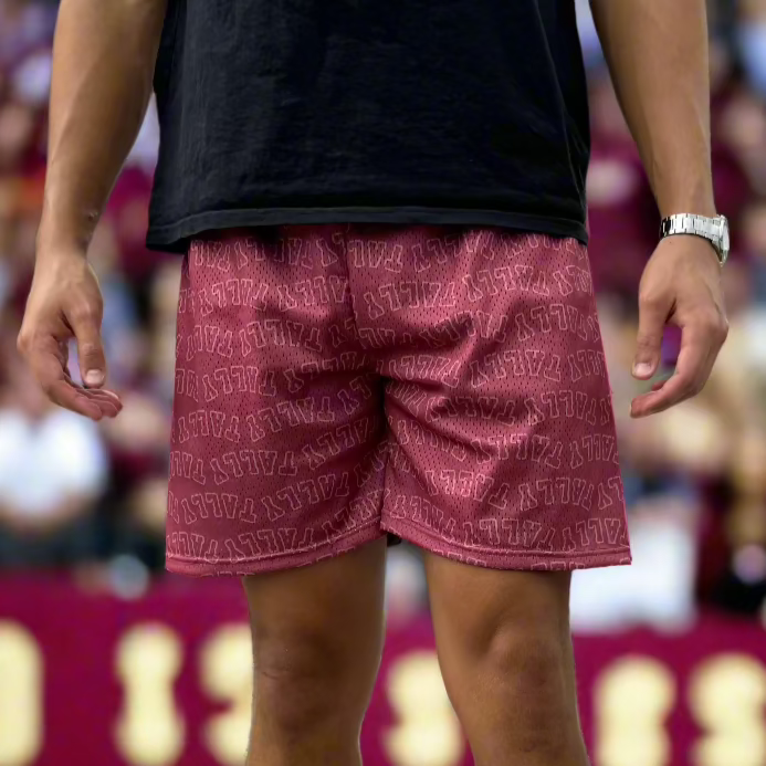 Florida State University (FSU) Seminoles Tally Pattern Garnet Mesh Shorts