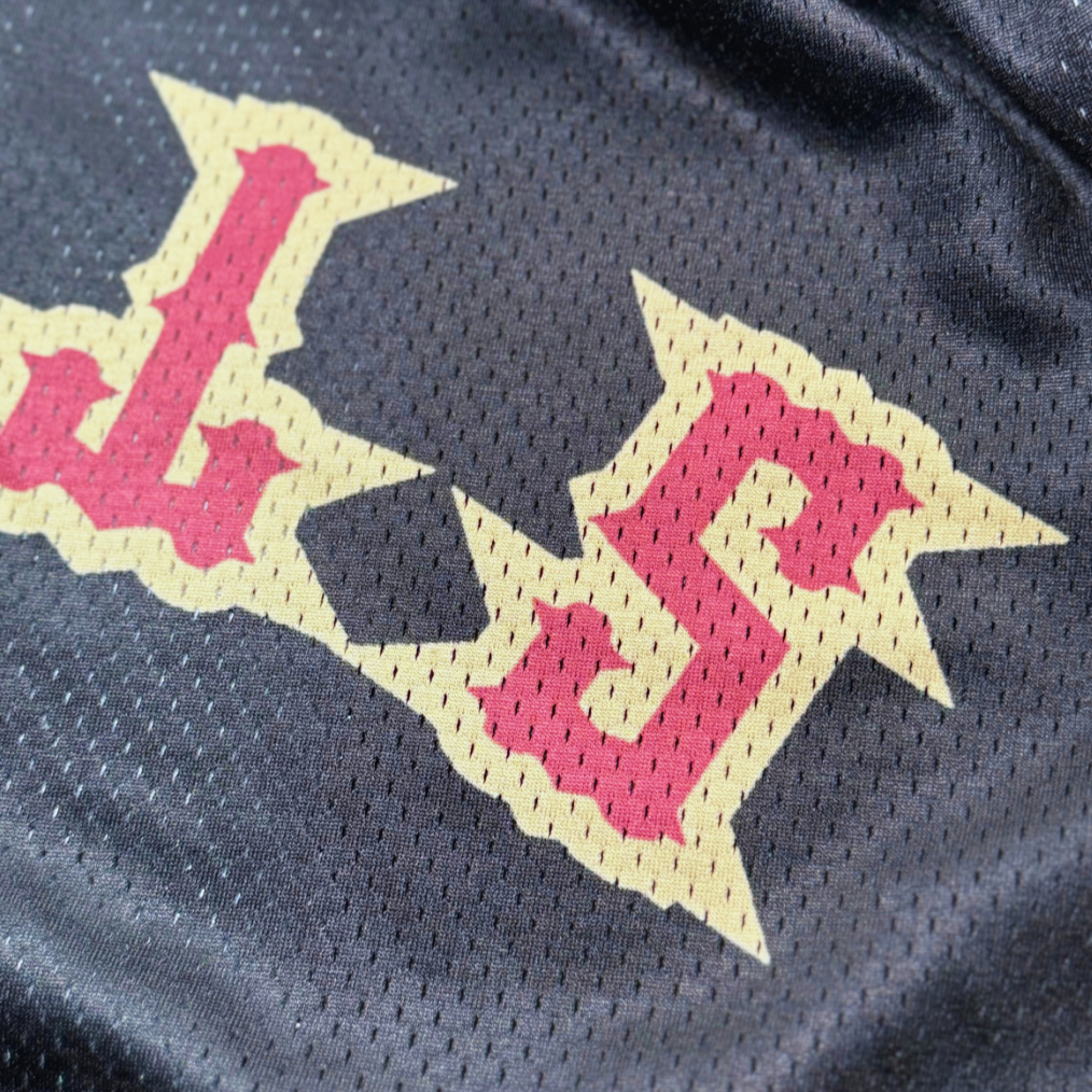 Florida State University (FSU) Black Upside Down Mesh Shorts for gamedays and tailgates