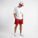 Tampa Spartans Mesh Shorts in Red – on model | UPSIDE